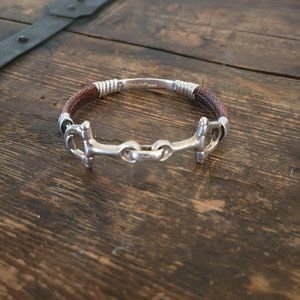 Equestrian Theme Leather & 925 Silver Bracelet